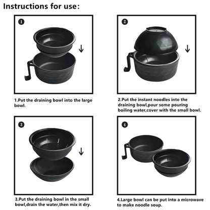 Layron Ramen Cooker Ramen Bowl Set with Chopsticks 33oz Microwave Noodle Bowl College Dorm Room Essentials for Girls for Boys Apartment Essentials-Black
