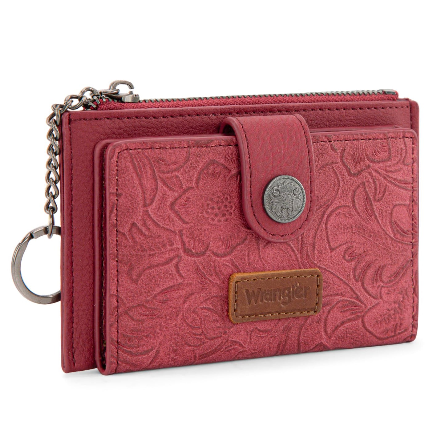 Montana West X Wrangler Credit Card Holder Western Floral Wallet for Women Small Keychain Card Wallet with Rfid Lining, Zipper Coin Pocket, Slim and Compact Easy to Carry