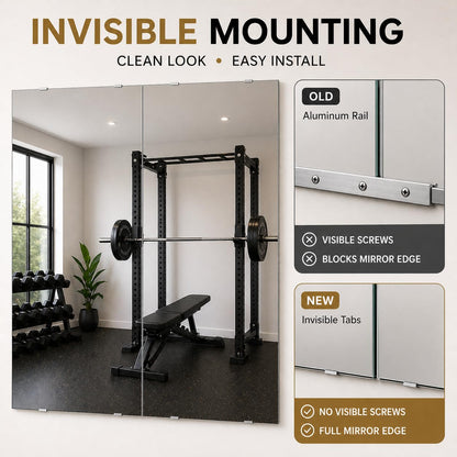 Murrey Home Gym Mirror 2PCSx63x24inch, Easy Install Wall Mounted Large Frameless, Workout Mirror for Home Gym Fitness Yoga Dancing Garage, Shatterproof Full Length Glass Mirror