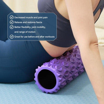 Zmarthumb Foam Roller - 15 inch Deep Tissue Massager for Muscle Massage, Myofascial Trigger Point Release, Exercise, Yoga, Pilates & Stretching(Purple)