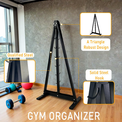 BLUSLM Gym Fitness LAT Pull Down Bar Storage Rack for Mag Grip - Heavy Duty A-Frame Stand for LAT Pulldown Attachments (BIG S-ZHIJIA)