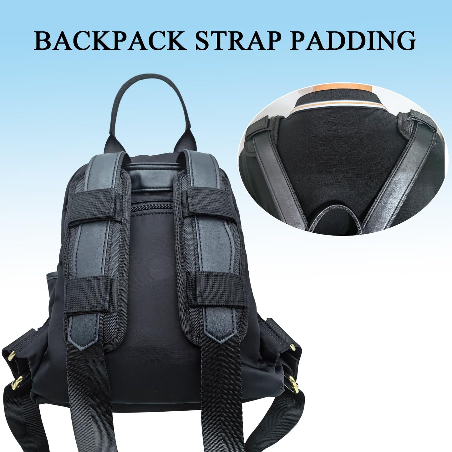 SOGOYFLA Soft Shoulder Strap Pad, Breathable & Removable Backpack Strap Pads for Bag Strap（2PCS-Black）