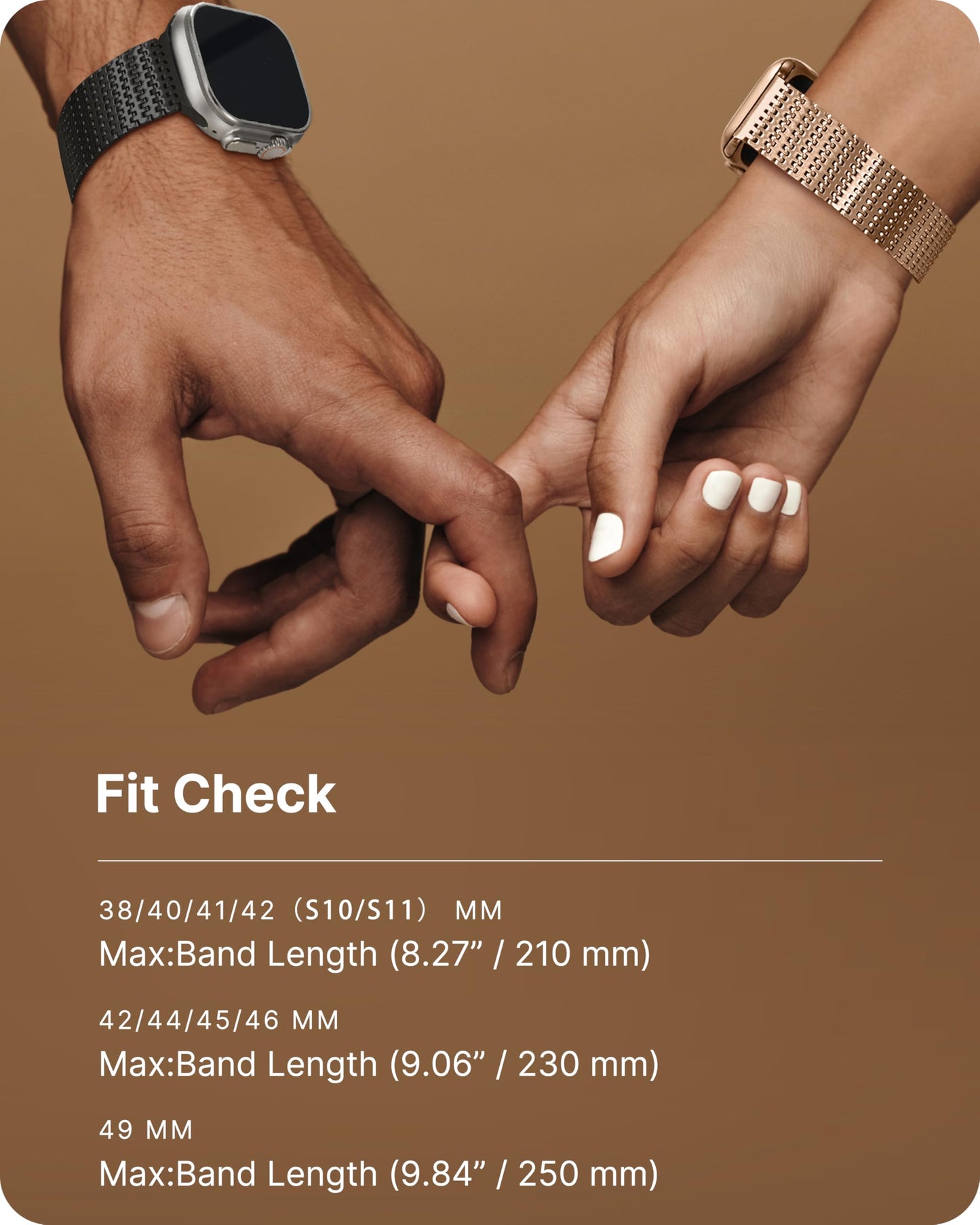 Fullmosa Compatible with Apple Watch Bands 46mm Series 11 10 for Men Women, Stainless Steel Mesh Loop Magnetic Clasp iWatch Band with TPU Case for Apple Watch, Rose Gold