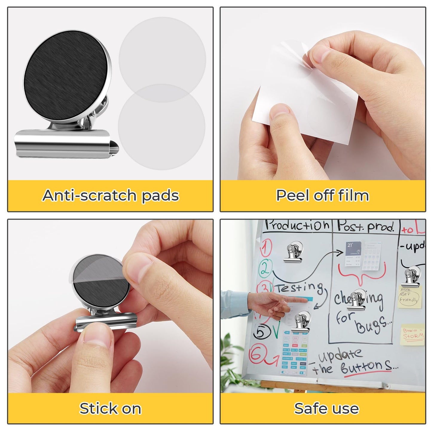 WUDIME 20 Pack Fridge Magnet Refrigerator Magnets, Strong Magnetic Clips, Heavy Duty Clip Magnets for Photo Displays, Whiteboard Magnets for Home, Office, Classroom, Job Ticket Holders