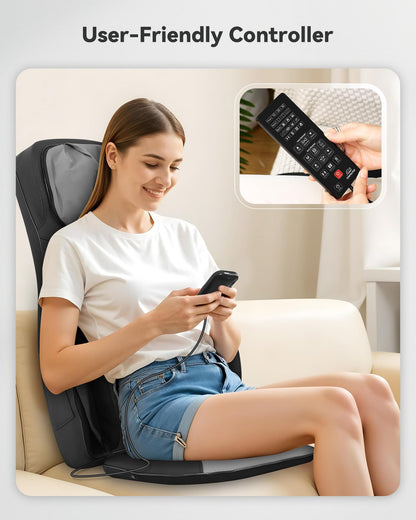 Snailax Shiatsu Neck and Back Massager with Heat, FSA HSA Eligible, Upgraded Massage Chiar Pad with Compression, Vibration, Chair Seat Massager for Home, Office, Gifts for Men, Women