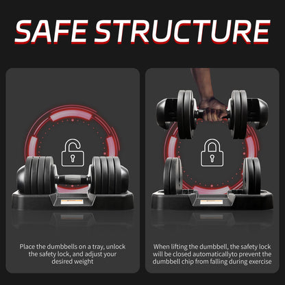 ALTLER 52LBS Pair Adjustable Dumbbells Set Premium Rubber Coated Dumbbell Set with Secure Locking Mechanism for Safe & Customizable Strength Training
