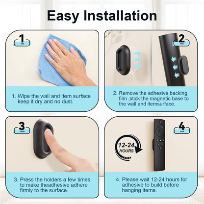 Vaszu Magnetic Remote Control Holder Self-Adhesive Wall Mount, 6 Pack Upgraded Silicone Organizer Storage Wall Holder for Home Office TV, Fan and Air Conditioner Remote Control Black