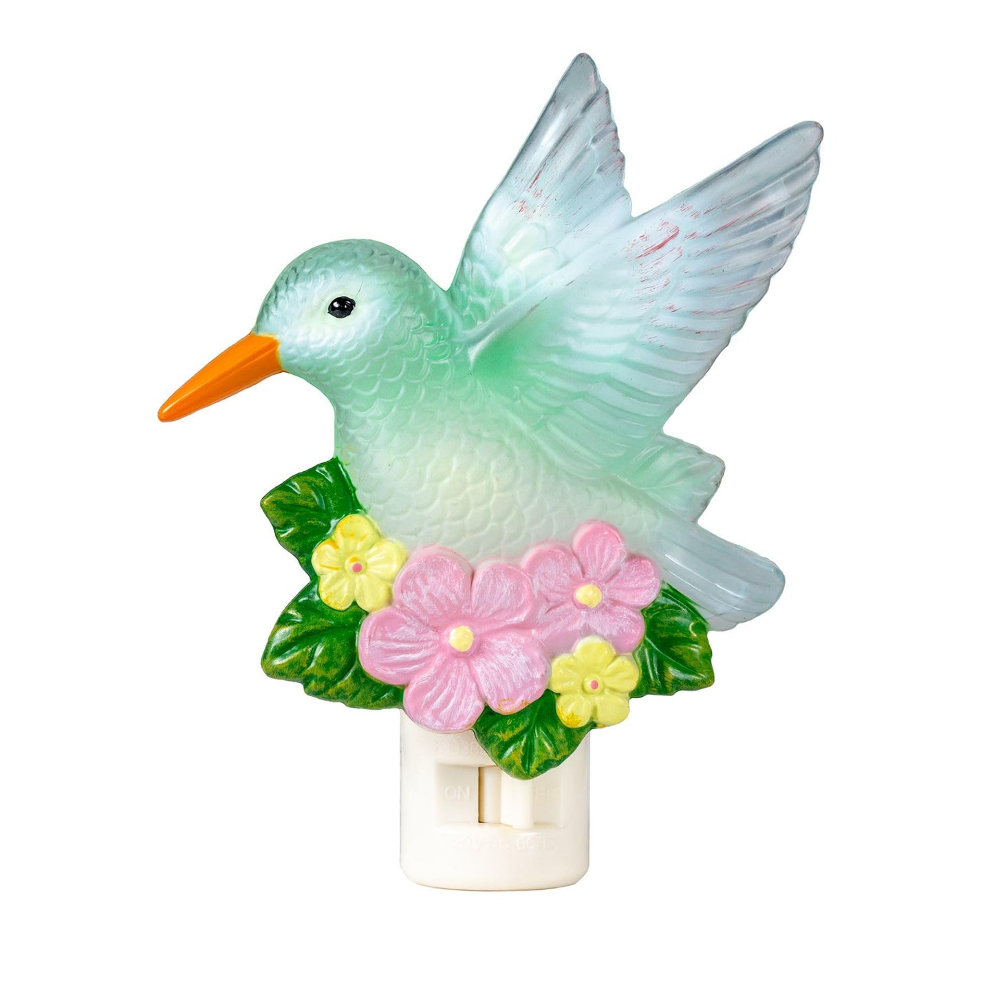 Novelty Lights LED Lamp Hummingbird with Flowers Spring Easter Decoration Night Light with Swivel Plug