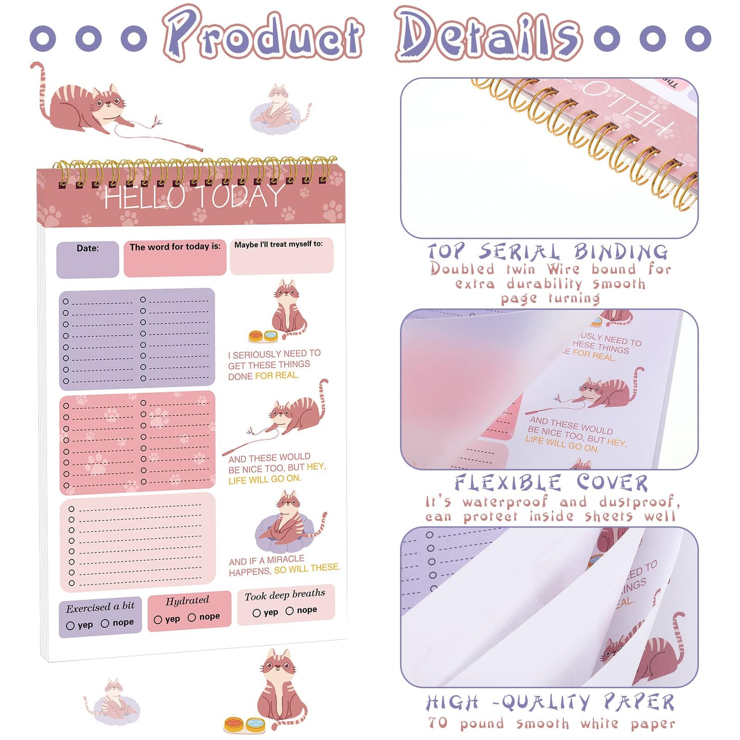 Glenmal 6 Pcs to Do List Notepad 5.2" x 7.8" Daily to Do List Notepad 30 Sheets Undated Daily Planner Notebook Checklist for Work Classroom Office Plan Work Schedule Checklist