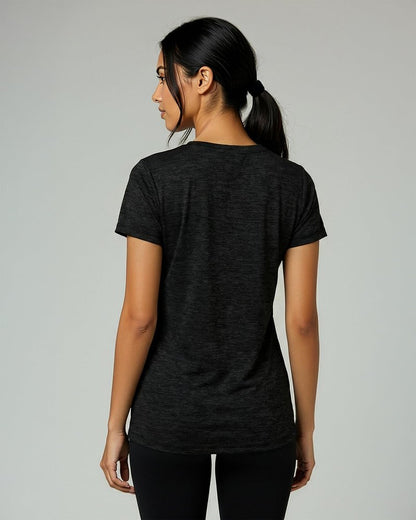 Real Essentials 5 Pack: Women's Dry-Fit Short Sleeve V Neck T Shirt Workout Fitness Yoga Top Tee, Set 7, M