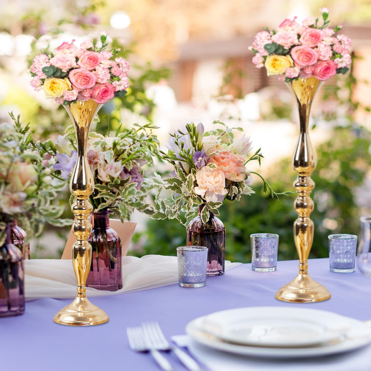 8 Pcs Wedding Flower Stand Metal Flower Centerpieces Stand for Table Hyuetrsa 20 Inch Tall Wedding Flower Vase Centerpieces for Reception Flower Arrangement Candle Holder Party Dinner Home Décor