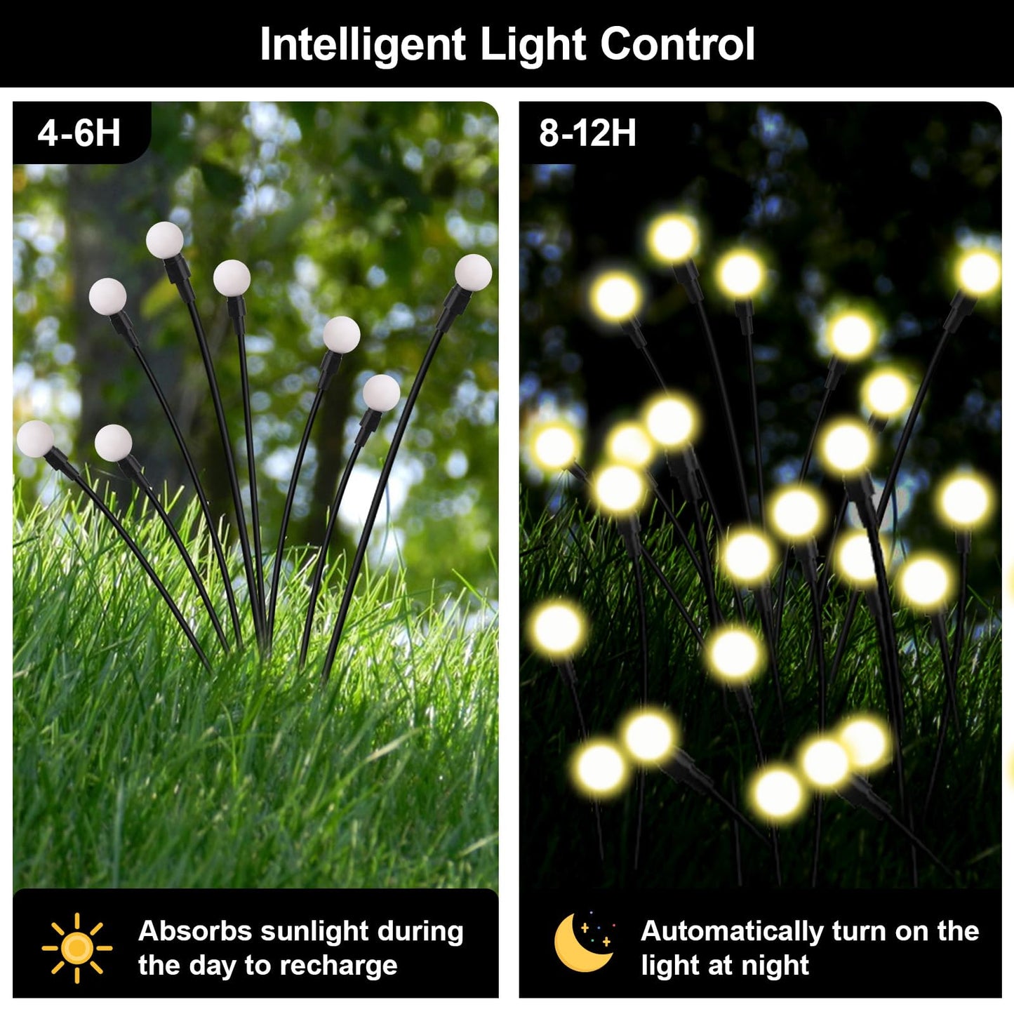 Petriveil Solar Firefly Lights Warm White, 8 Modes 800mAh Swaying Firefly Yard Lights Solar Powered Outdoor Waterproof for Outside Yard Patio Lawn Pathway Walkway Stake Christmas Garden Decor (6 Pack)