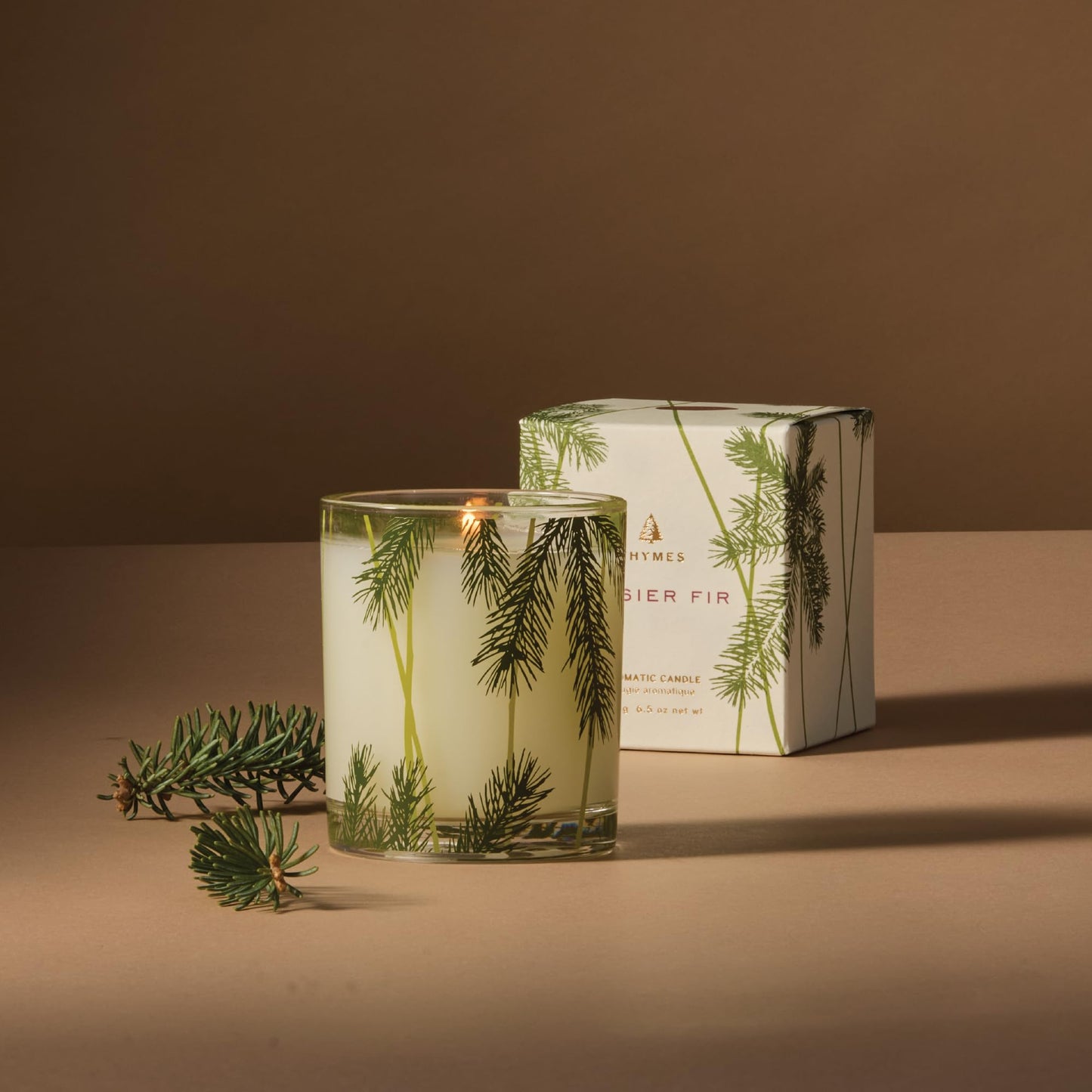 Thymes Frasier Fir Pine Needle Candle – Holiday Candles for Home Scented with Notes of Crisp Siberian Fir, Cedarwood & Sandalwood – Christmas Decor (6.5 oz)