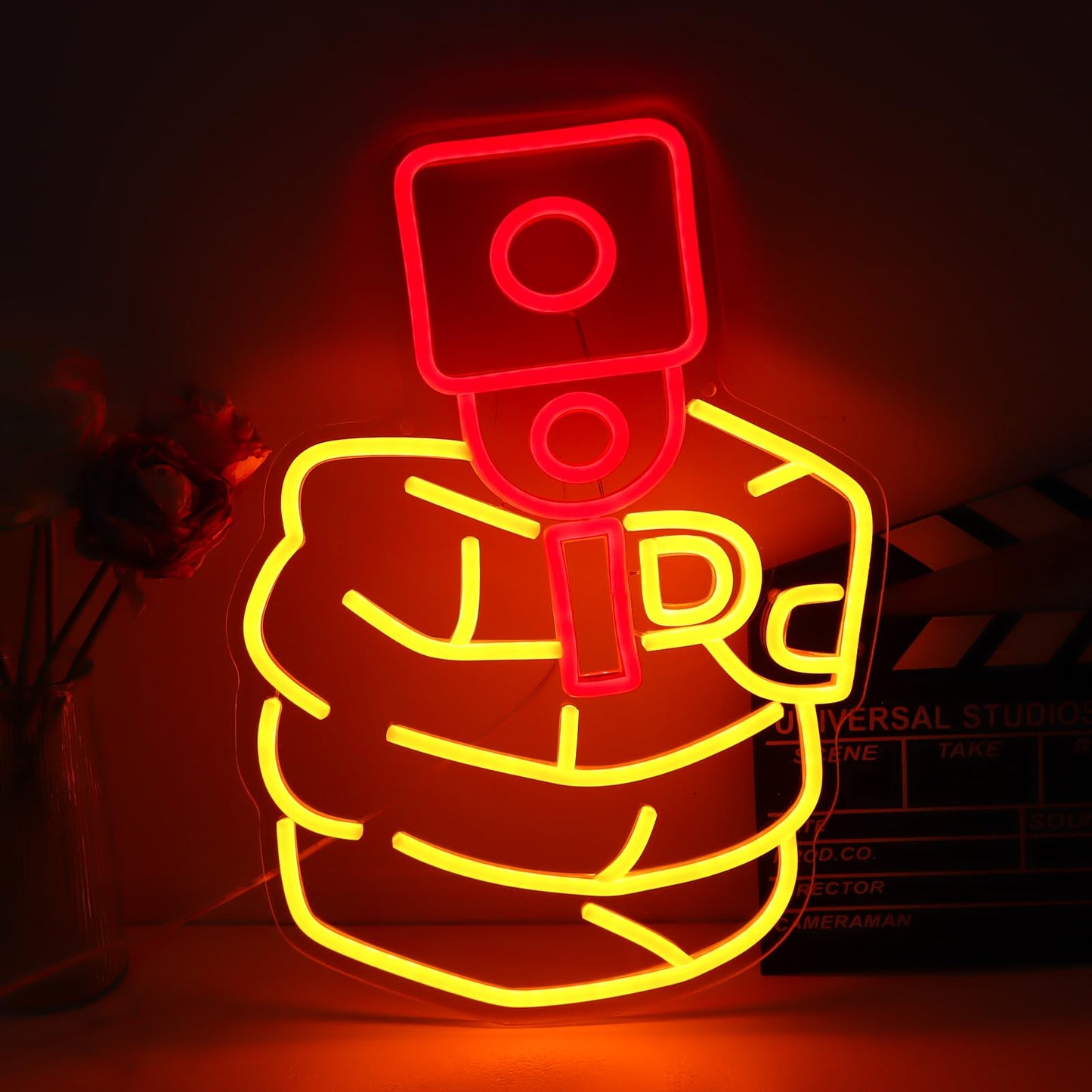Gun Neon Light Led Yellow Red Pistol Neon Sign Cool Hanging Neon Signs For Man Cave Bedroom Dorm Office Bar Party Decor Gifts For Boys&Man