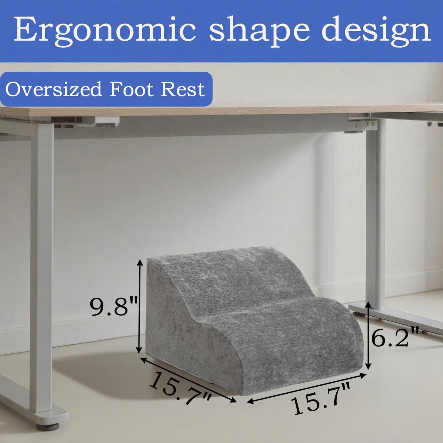 OpyTikar Foot Rest for Under Desk at Work.Multifunctional 3-Tier Foot Stool,with Washable Footrest.for Under Desk,Office Chair Gaming Chair & Sofa,Leg Elevation Pillow,Supports Posture -Dark Grey