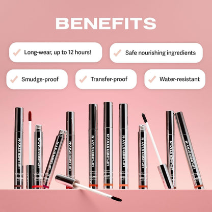 Sacheu Lip Liner Stay-N Peel Off Lip Stain — Long Lasting Matte Lip Tattoo Transfer Proof Lipstain Infused with Hyaluronic Acid & Vitamin E for All Skin Types — Vegan & Cruelty-Free, p-INKED