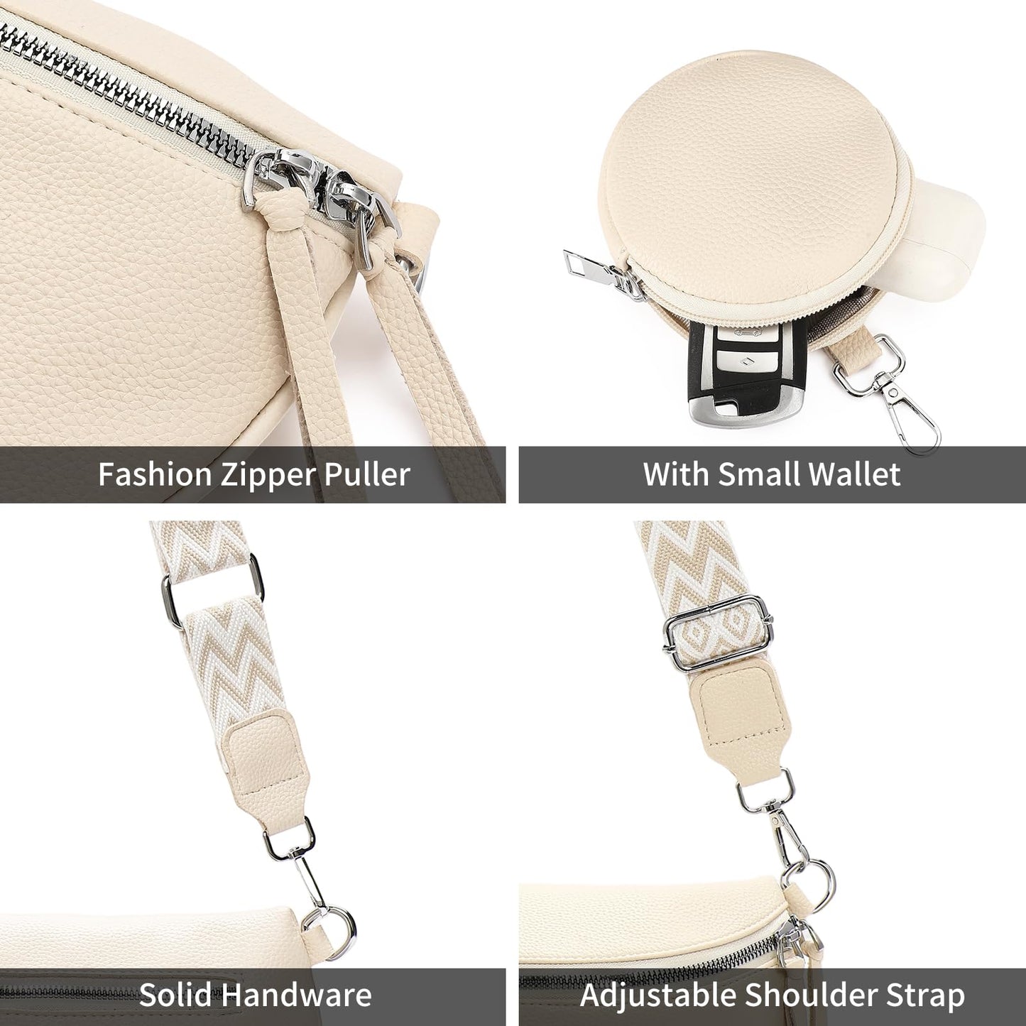 GAEKEAO Crossbody Bag for Women Bum Bag Belt Purse Spacious Handbags Vegan Leather Fanny Packs With Shoulder Strap