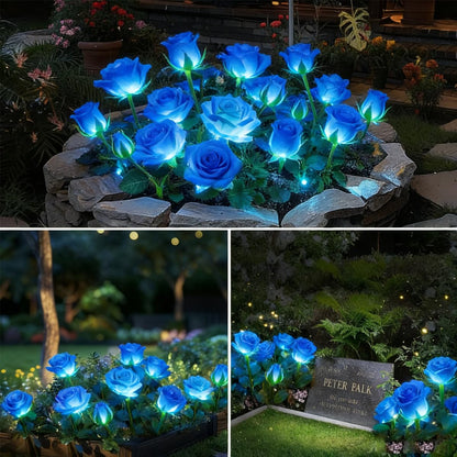 Solar Garden Stake Lights, Rose Flowers Lights LED Solar Stake Lights with 5 Roses Waterproof for Garden, Yard, Christmas Pathway, Grave Decor