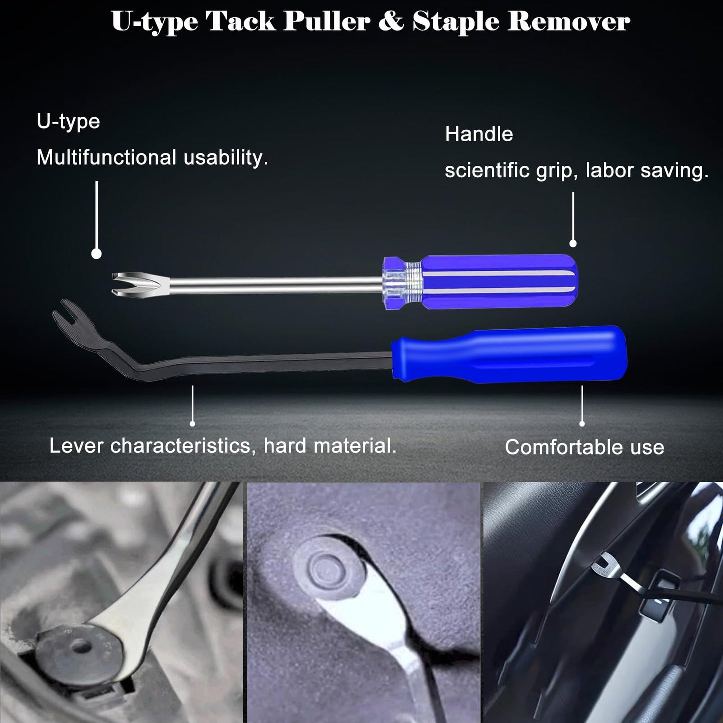 Sunxeke 4Pcs Upholstery Staple Remover Tool Set Including 7inch End Cutting Plier,V Tip Tack Puller,U Tip Tack Puller,Staple Remover,Nail Puller Carpet Remover for Furniture Floor Photo Frame