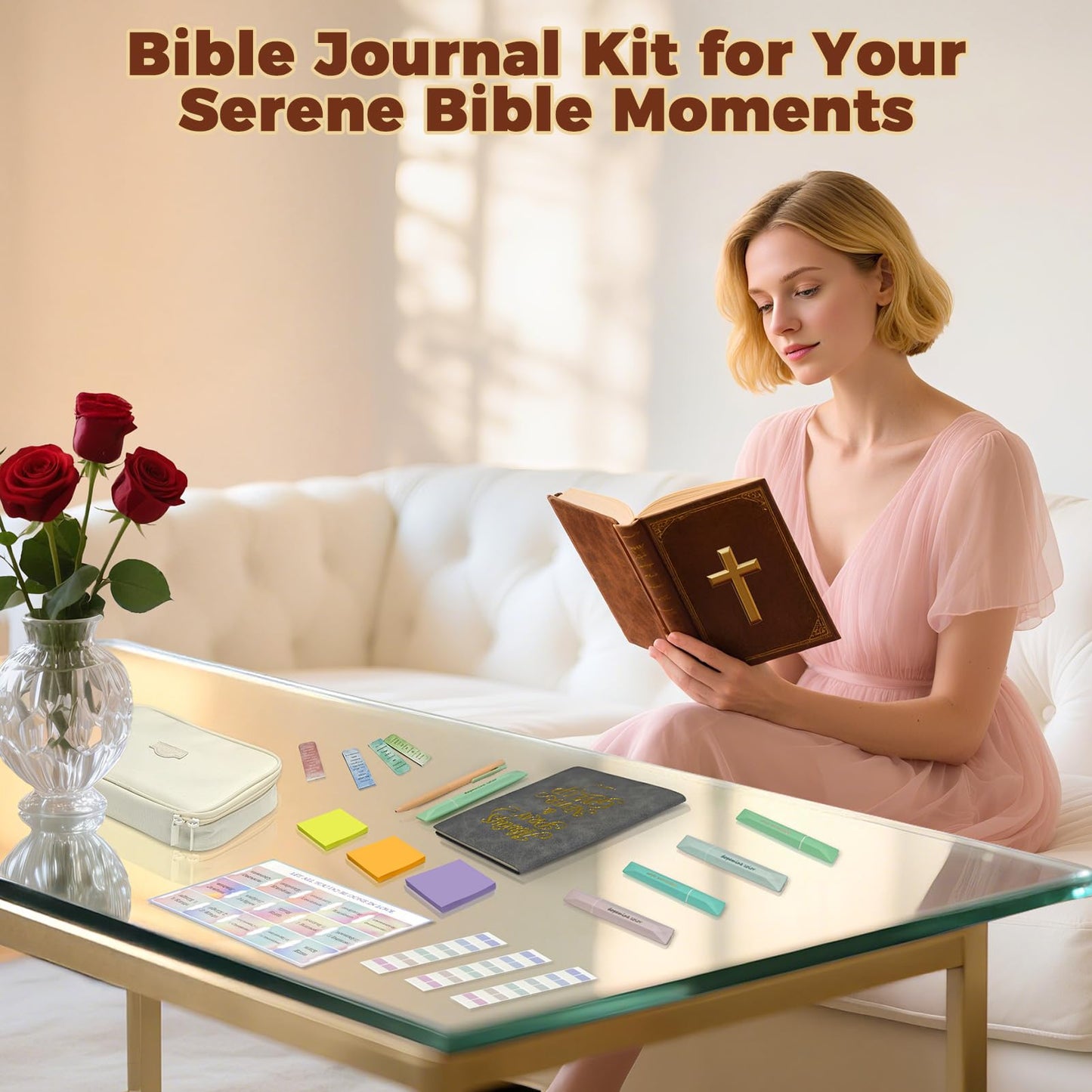 Bible Study Supplies, Bible Journaling Kit for Women, Bibles Highlighters and Pens No Bleed, Notebook Tabs, Christian Gifts for Women Beginner Christian Gifts Bible Study Kit Annotation Kit
