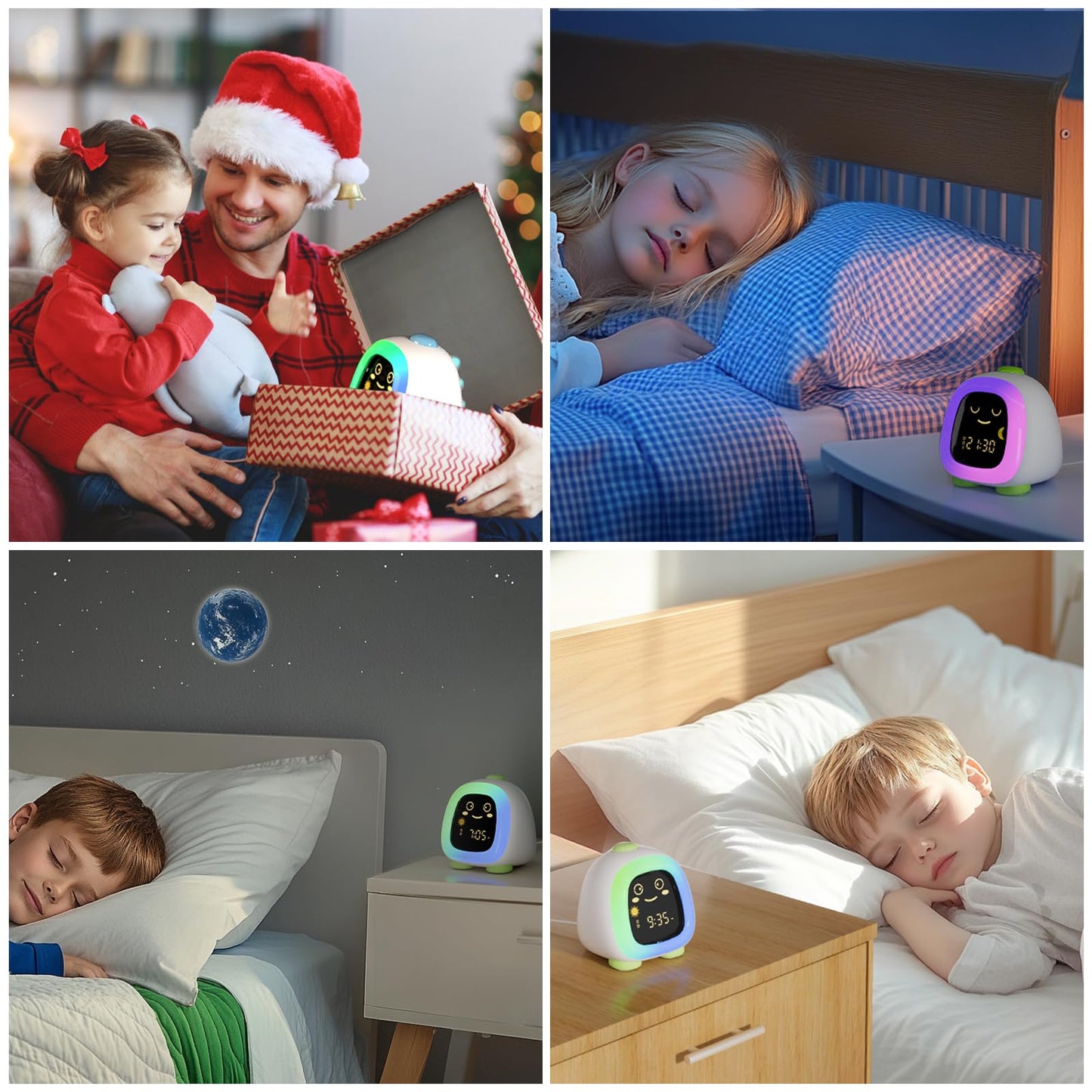 ANALOI Alarm Clock for Kids, Kids Alarm Clock Ok to Wake Cute Night Light for Bedroom, Toddlers Sleep Training Clock Stay in Bed, Dinosaur Birthday Gift for Kids Boys Girls