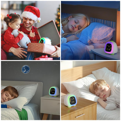 ANALOI Alarm Clock for Kids, Kids Alarm Clock Ok to Wake Cute Night Light for Bedroom, Toddlers Sleep Training Clock Stay in Bed, Dinosaur Birthday Gift for Kids Boys Girls