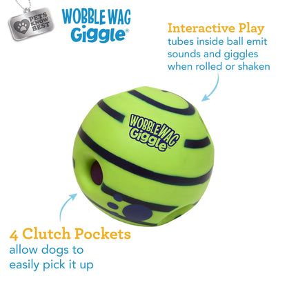 Wobble Wag Giggle Ball, Interactive Dog Toy, Fun Giggle Sounds When Rolled or Shaken, Pets Know Best, As Seen On TV