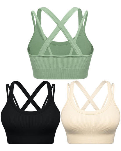 WANAYOU High Support Sports Bras for Women Cross Back Workout Sports Bra