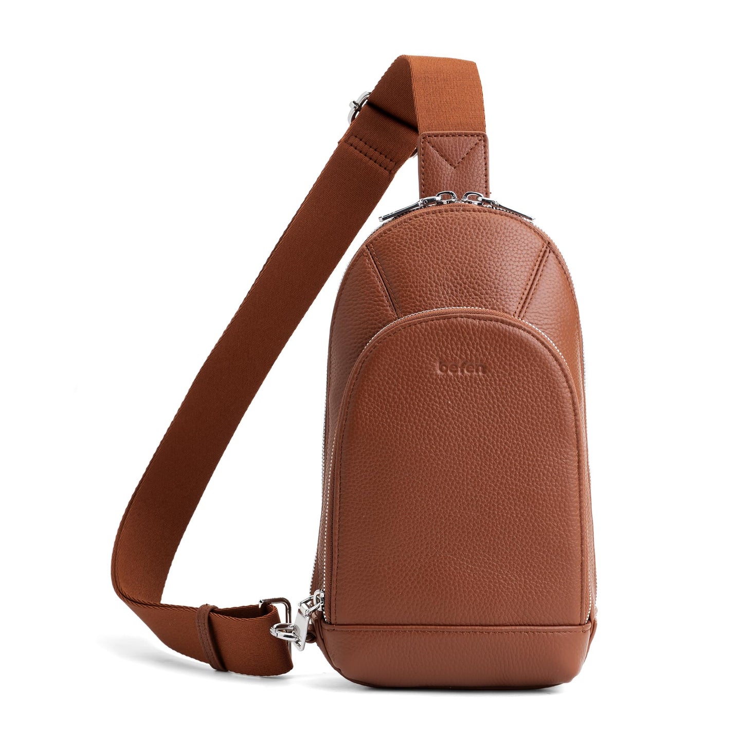 befen Genuine Leather Sling Bag for Women, Anti Theft Crossbody Purses with Built in RFID Wallet, Crossbody Sling Bag for Travel with Card Slots, Small Crossbody Bags for Daily Brown
