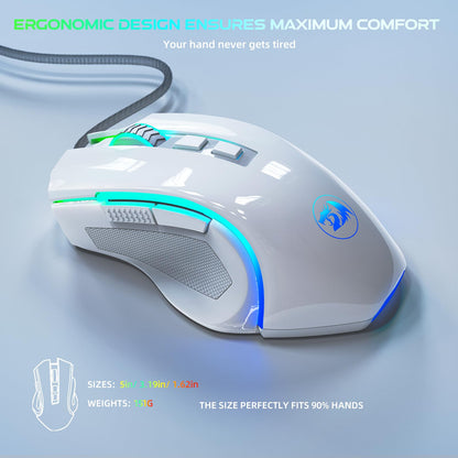 Redragon M602 Griffin RGB Gaming Mouse, RGB Spectrum Backlit Ergonomic Mouse with 7 Programmable Backlight Modes up to 8000 DPI for Windows PC Gamers (Black, Wireless)