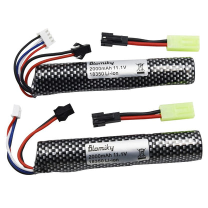Blomiky 11.1V 2000mAH Li-ion 3S Rechargeable Battery Suitable for Air Soft Splatter Blaster / 183503 * 2