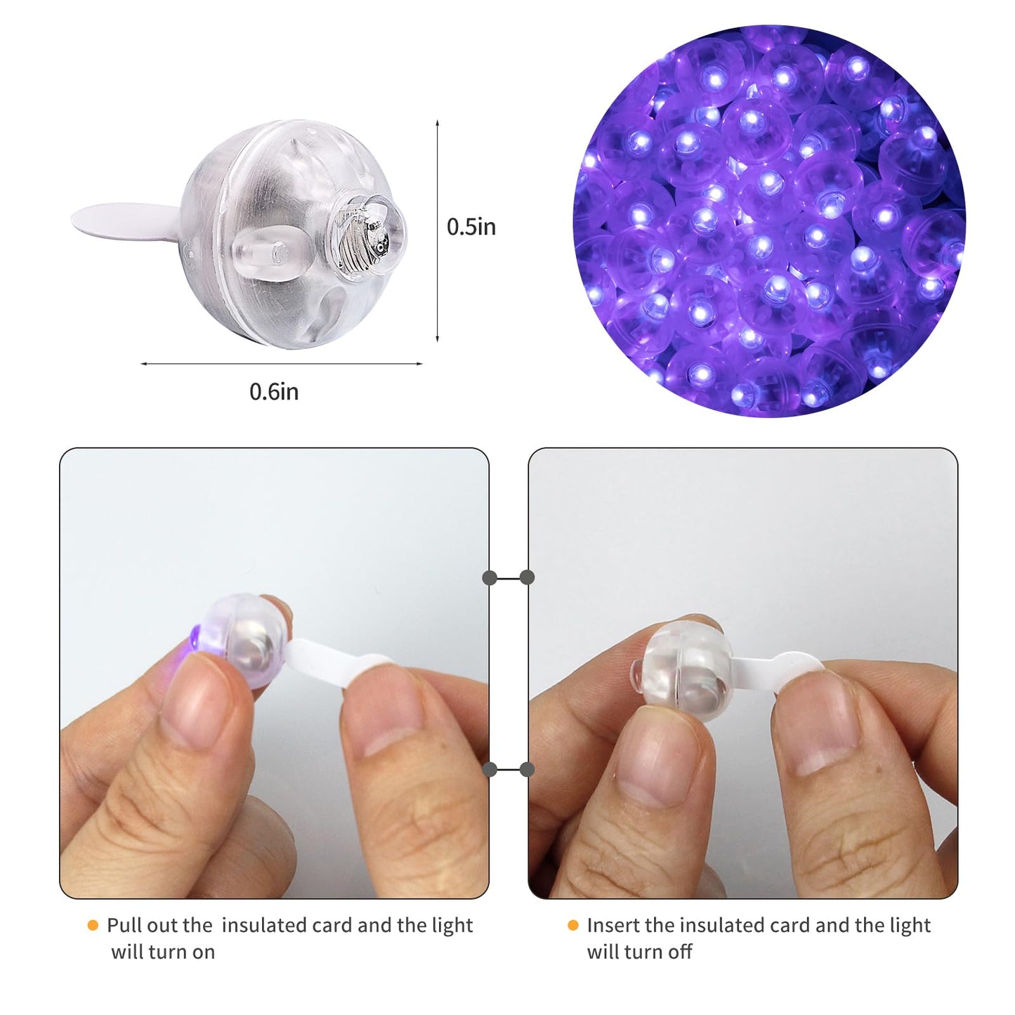 Aogist 100Pcs Purple Balloon Lights with Hook,Long Standby Time,Waterproof Mini Light for Birthday Party Wedding Christmas Halloween Easter Decorative (Steady)