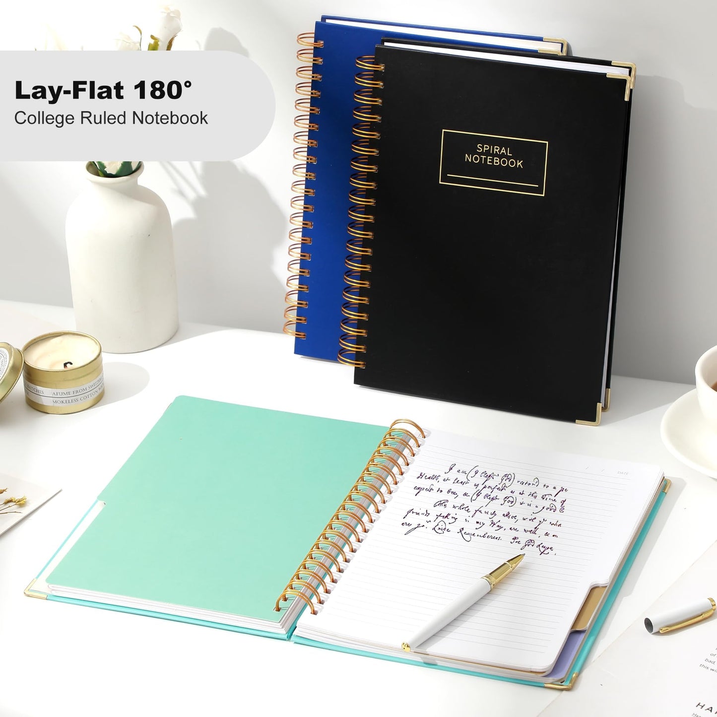 Yoment Hardcover Spiral Notebooks for Work School, B5 Journal Notebook with Tabs Dividers, Multi 5 Subject Notebook College Ruled, 240 Pages Lined Journal for Men, Back to School, Gifts, Black