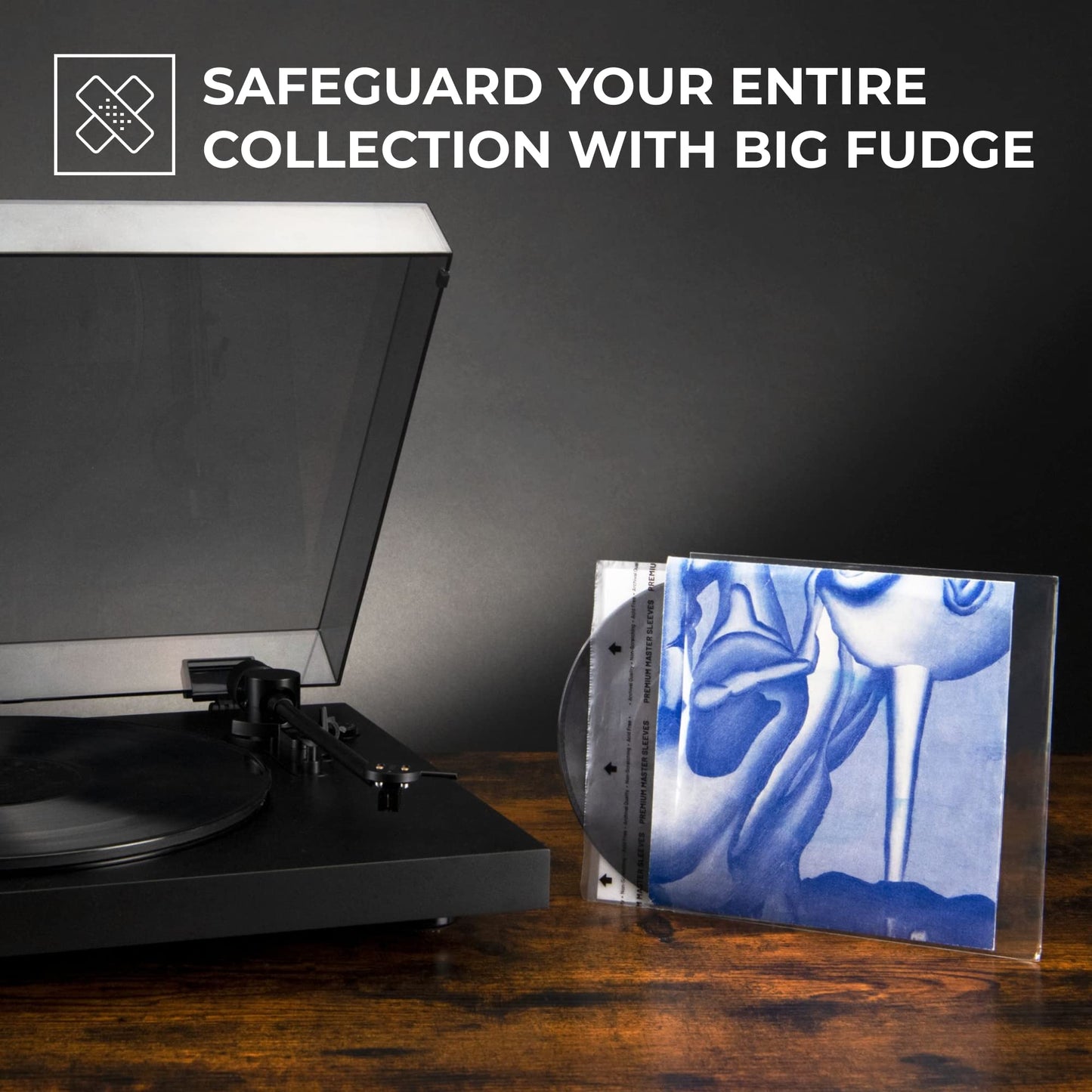 Big Fudge Vinyl Record Sleeves Inner - Vinyl Sleeves - Clear 3-Layer Album Covers with Anti-Static Rice Paper - Acid Free Protective Outer Cover for 7" Records - White, 50 Pack