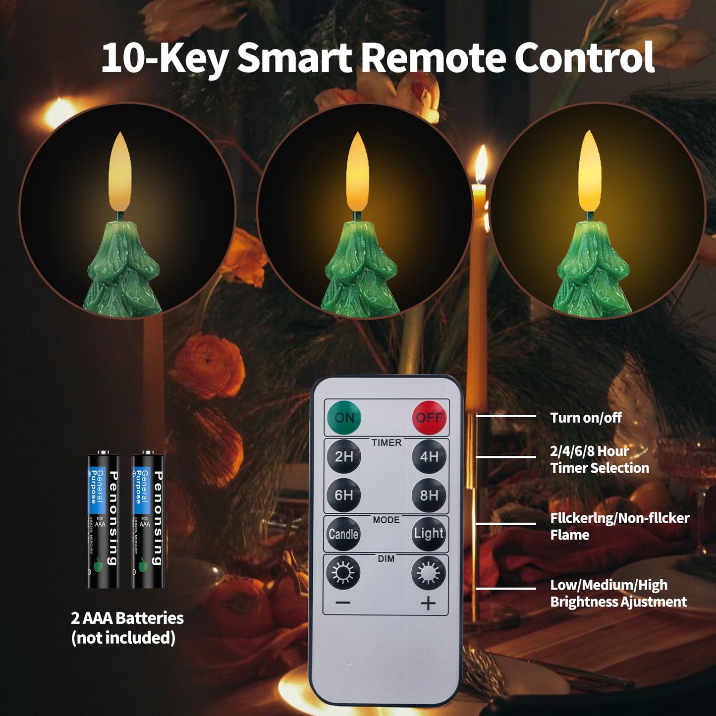 XingsLight LED Flameless Taper Candles with Remote & Timer – 6 Pack Battery Operated Christmas Window Candles, Warm White Flickering Light, Safe Realistic Flame for Holiday Table & Home Décor