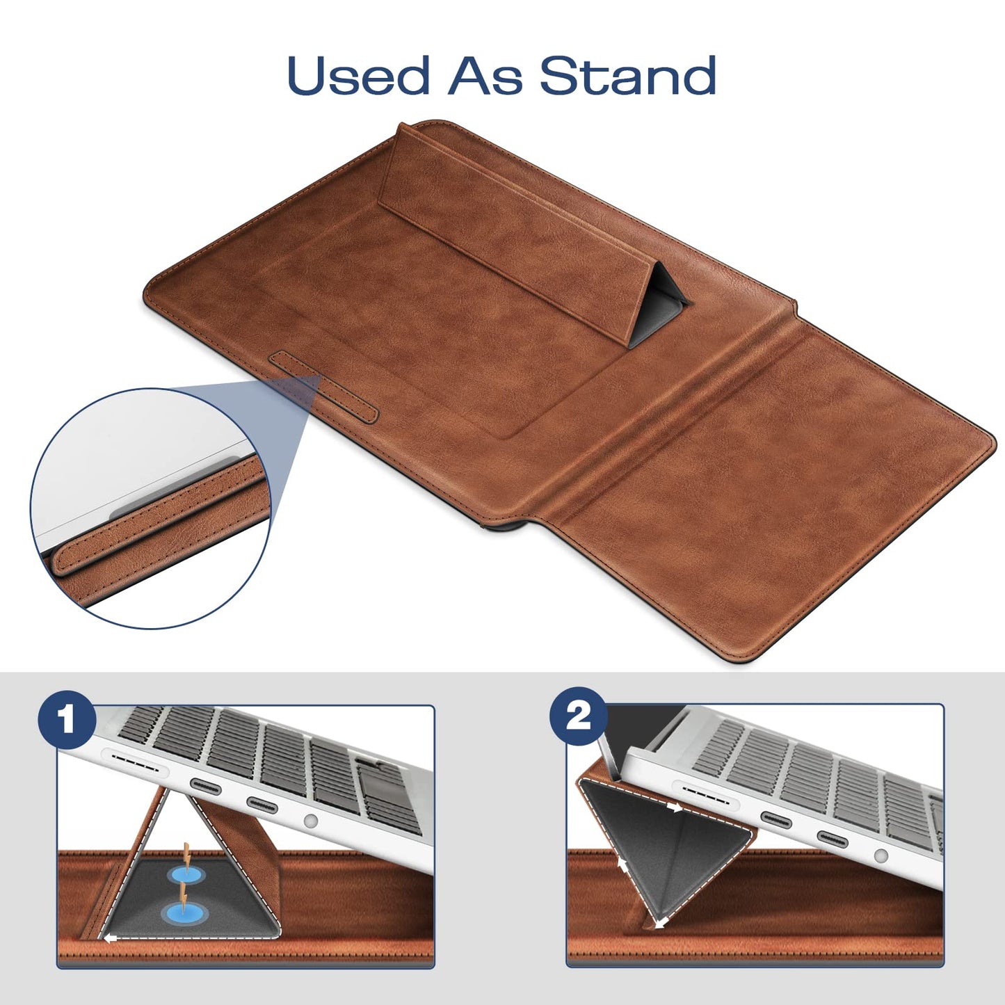 Fintie Sleeve Case for MacBook Neo 13 Inch, MacBook Air 13.6/13.3 Inch, MacBook Pro 13 Inch, Other Up to 13" Laptop Tablet – Slim Bag Cover with Stand, Synthetic Leather, Magnetic Closure, Brown