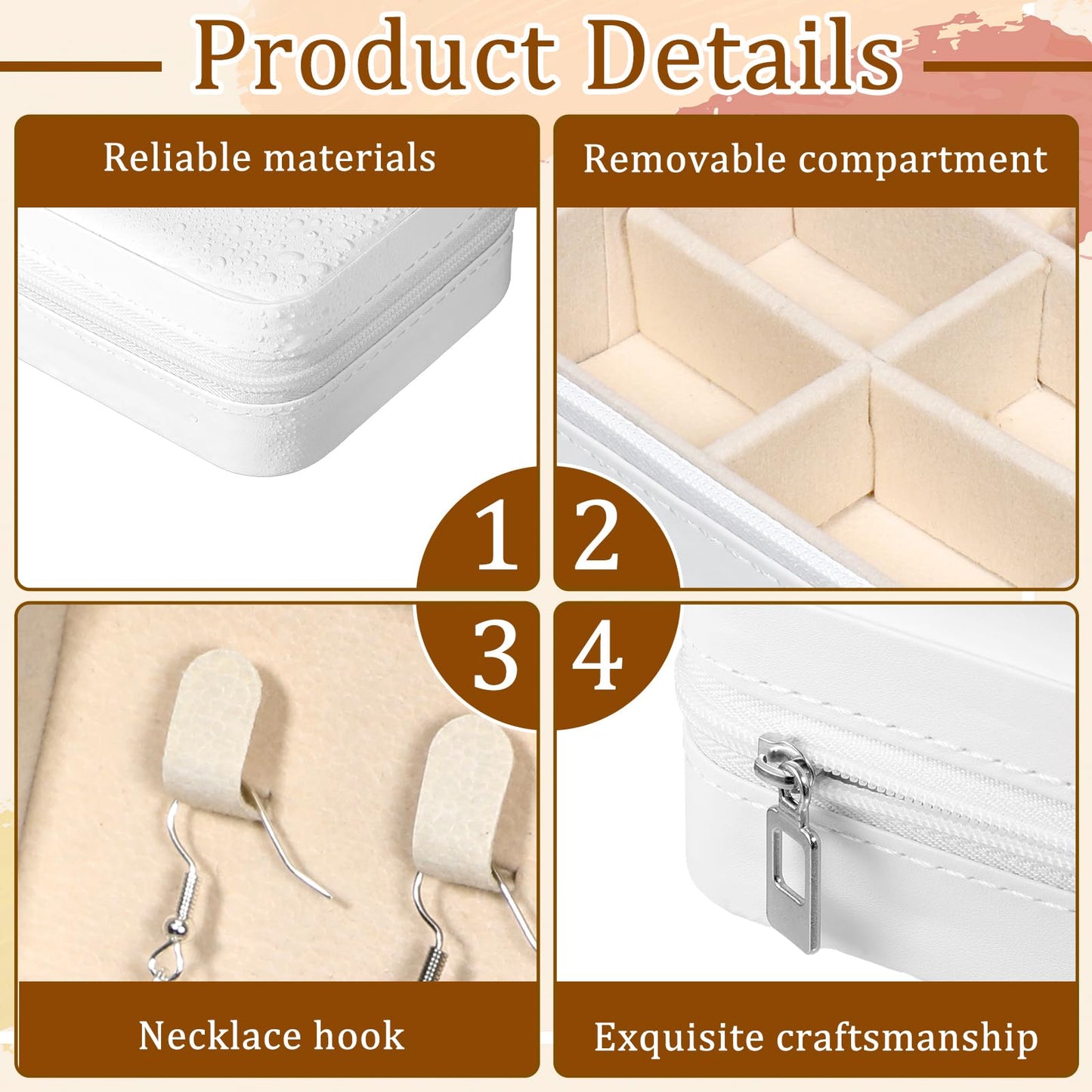 12 Pack Small Travel Jewelry Box Bulk Bridesmaid Proposal Gift Boxes Portable Mini Travel Jewelry Case PU Leather Earring Storage Box with Dividers for Women Girls Rings Necklace Earring Organizer
