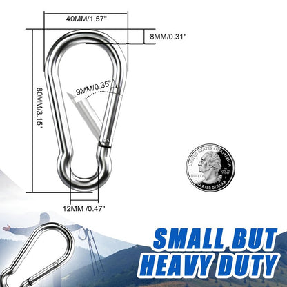 Carabiner Clip Hooks, 20pcs 3.15 inch Carabiners Heavy Duty, 304 Stainless Steel Spring Snap Hook Fits Camping Hiking, Metal Clips for Rope Chain Keys Rings