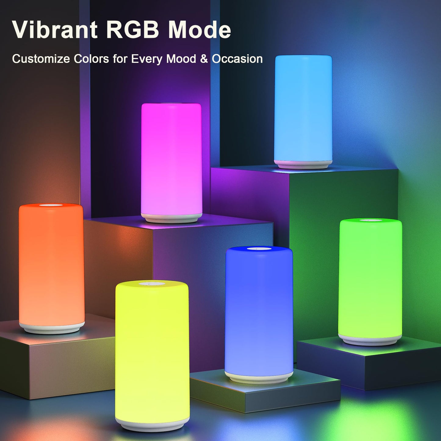 Touch Bedside Table Lamp, [RGB Mode] 3 Way Dimmable Warm White Lights for Bedroom, Multi-Color Smart Nightstand Lamp Desktop LED Lamp for Living Room Home Gifts