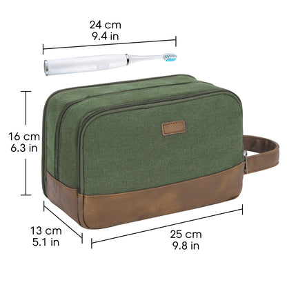 WANDF Travel Toiletry Bag for Men Large Toiletries Shaving Bag Water Resistant Hanging Dopp Kit Travel Accessories Bag for Women Men (Green)