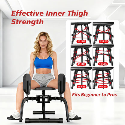 Hip Adduction Abduction Machine by SEWD – Home Gym Inner/Outer Thigh Trainer for Strength Training, Two in One Compact Glute & Thigh Workout Equipment. (Resistance Cord)