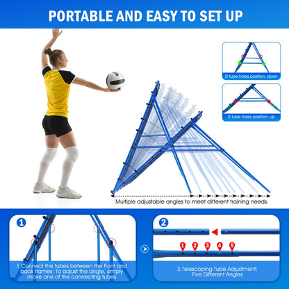 Volleyball Rebounder Net, Soccer Baseball Rebound Pitchback Net, 4x4ft Adjustable Target Practice Nets, Easy Setup Softball Bounce Back Trainer Equipment, Improve Sport Training Skills for Backyard