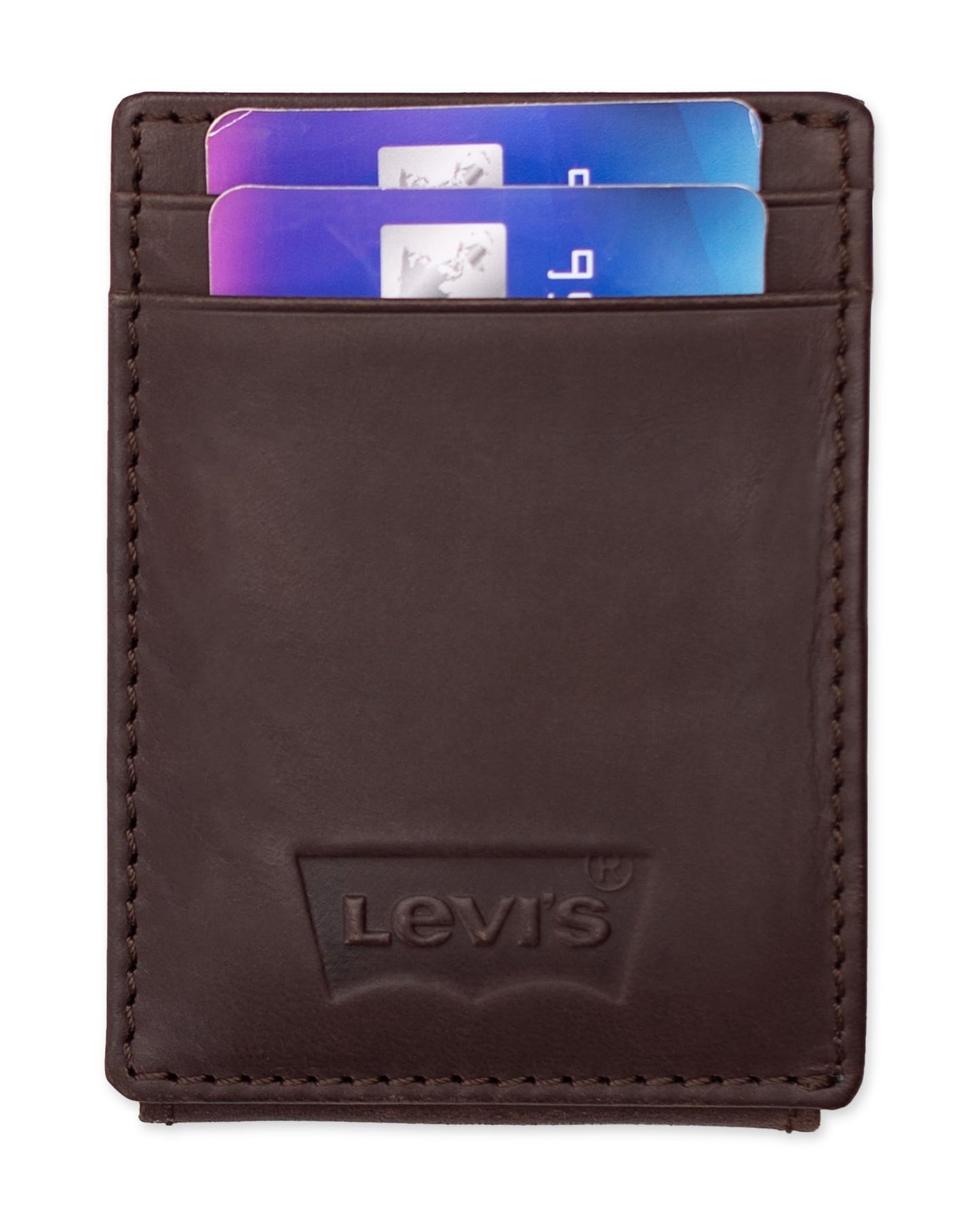 Levi's mens RFID Slim Everyday Card Case Wallet Brown