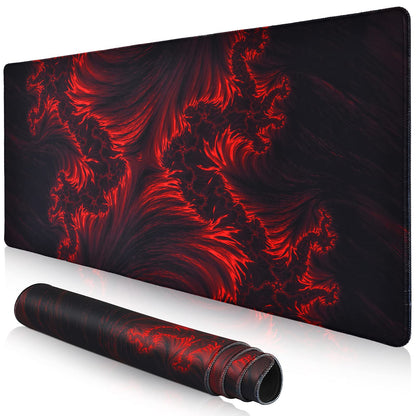 veecom Gaming Mouse Pad, Red Large Gaming Mouse Pads 31.5×15.75In, Long Big Mouse Pad XL Mouse Mat with Non-Slip Base, Extended Keyboard Mousepad Flame Pattern (Black Red)