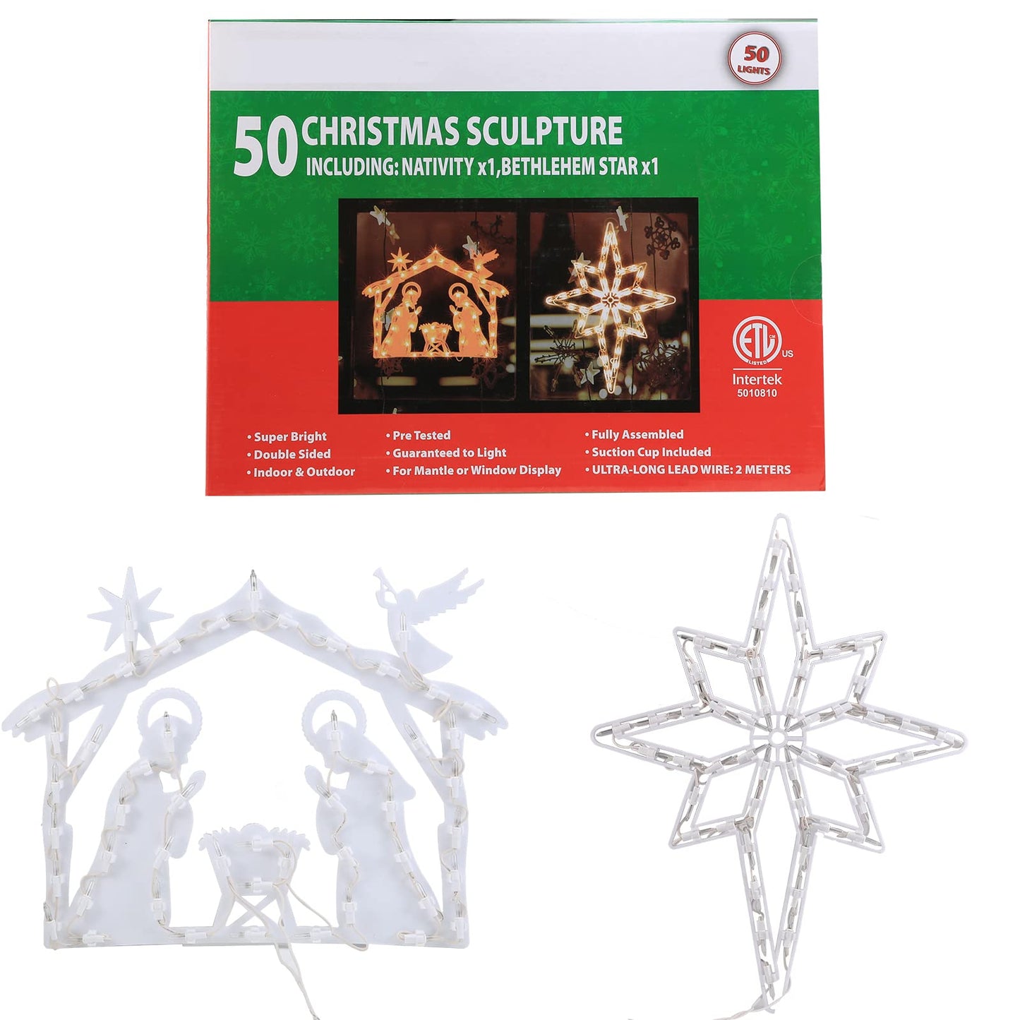 Xmasnova 2 Pack Christmas Window Lighted Decorations,Christmas Window Silhouette Lights,Double Side Christmas Sign Lamp Decoration for Holiday Indoor Wall Door Glass Decorations,Polaris,Nativity