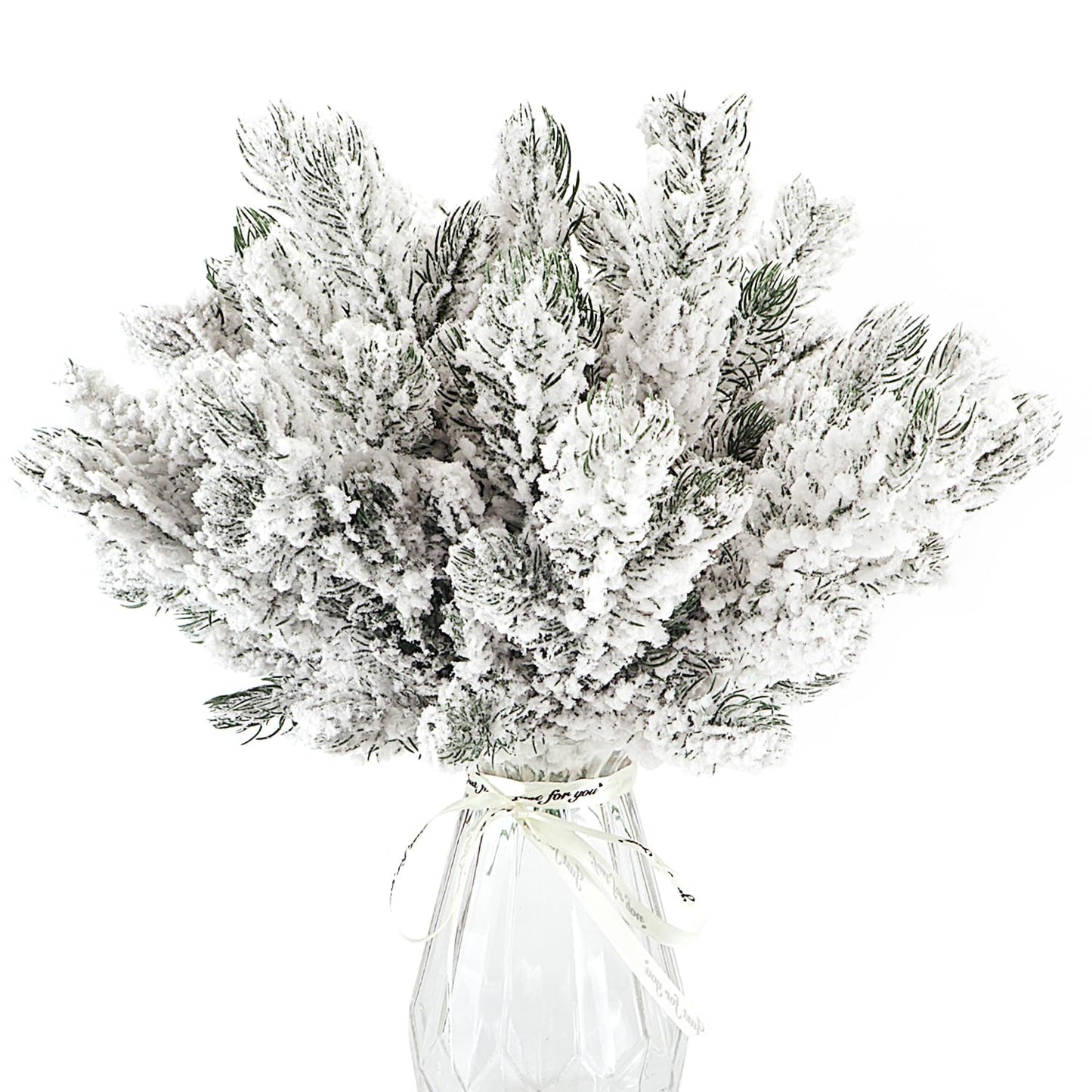 12Pcs Snowy Artificial Pine Needles - Branches Twigs 10.6" Frosted Pine Picks Greenery Stems for Crafts, Wreaths, Garlands - Holiday Decor