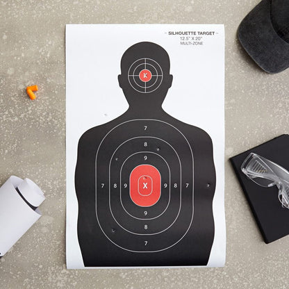 Juvale Paper Shooting Targets for Shooting Range - 50 Pack, 14 x 22 in, Silhouette & Red Bullseye - Pistol Targets