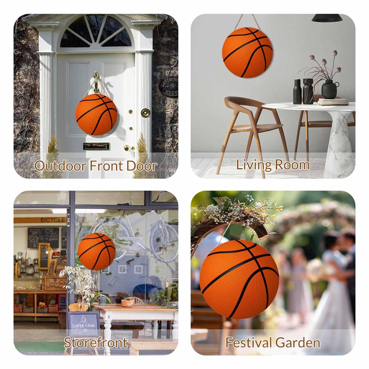 Beabes Welcome Front Door Sign Decor Basketball Pattern 12in Wooden Sign Suitable for Home/Wall/Porch Decoration