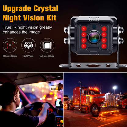 Dual RV Backup Camera System Upgraded: No Lag Easy Installation Plug and Play 7" Monitor HD 1080P Rear View Camera Wired Kit IP69 Waterproof IR Crystal Night Vision for Truck Trailer Camper Tractor R4