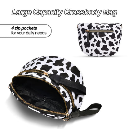 Checkered Crossbody Bag,Nylon Bum Bags for Women Crossbody,Spacious Sling Bag Purse Fanny Packs with Shoulder Strap
